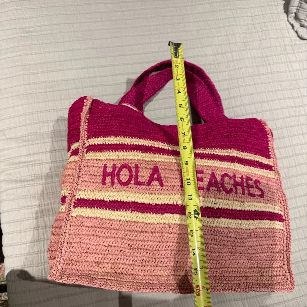 Hola Beaches BTB Los Angeles Pink and Cream Tote Bag Snap Top NWT - Picture 7 of 8